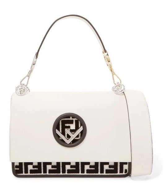 Fendi Flocked Black White Shoulder Bag  Luxury Fashion Clothing and  Accessories