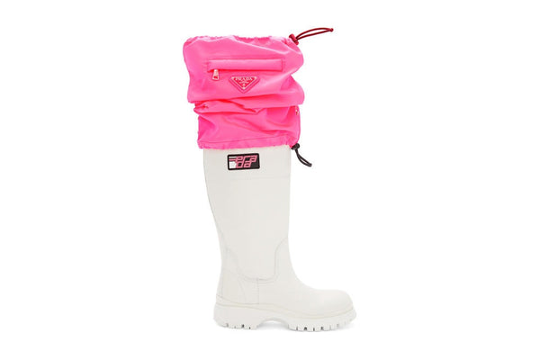 Shop PRADA Platform Round Toe Street Style Plain Logo Rain Boots Boots by  petit_2petit_2