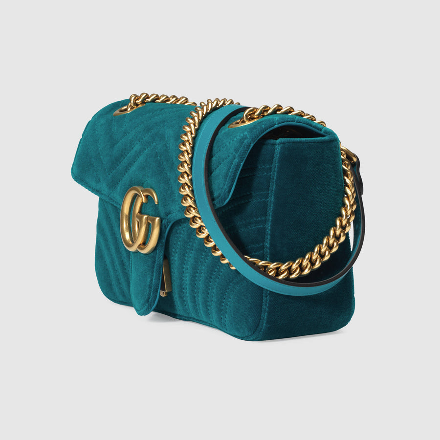 Gucci GG Marmont velvet chain shoulder bag mini Pochette camera velour  crystal