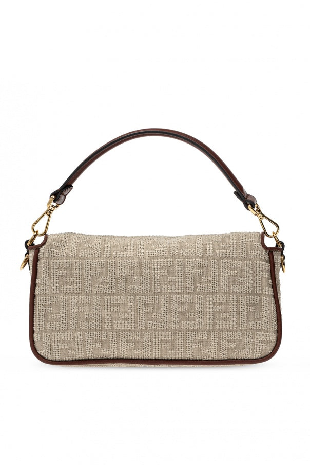 FENDI: Step Out leather and fabric bag with jacquard FF monogram - Leather