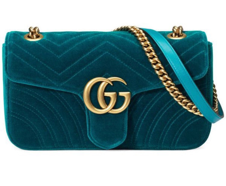 Gucci Matelasse Velvet GG Marmont Mini Shoulder Bag (SHF-15721) – LuxeDH