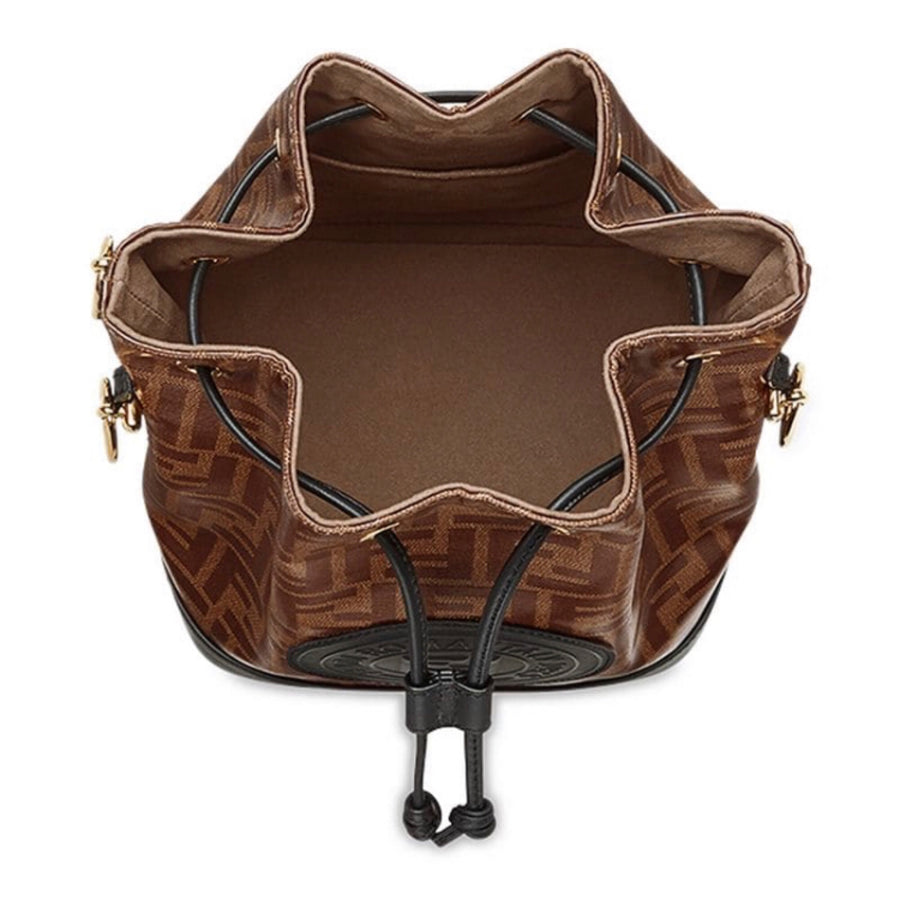 Fendi Mon Tresor Monogram Zucca Embossed Leather Bucket Shoulder